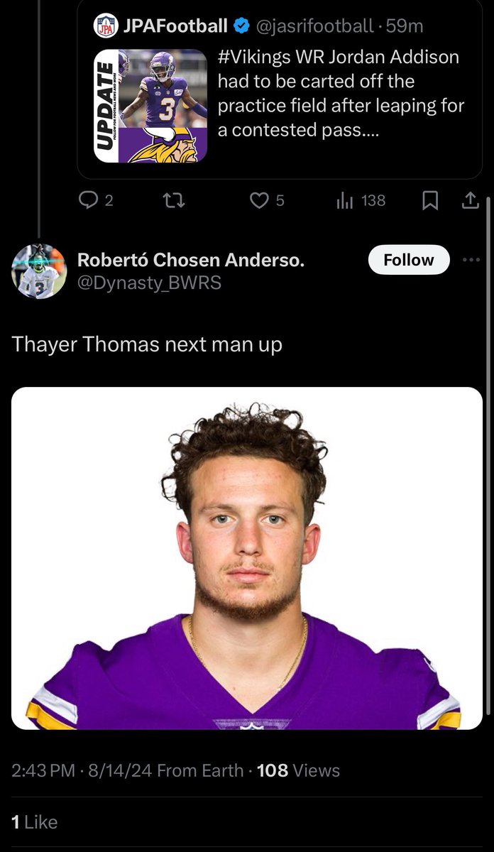 DomClare's tweet image. We can’t even get an hour to get used to the next man up. #Skol