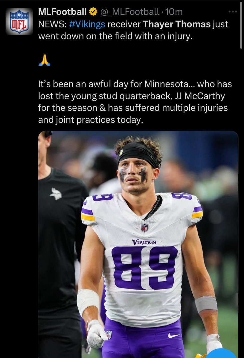 DomClare's tweet image. We can’t even get an hour to get used to the next man up. #Skol
