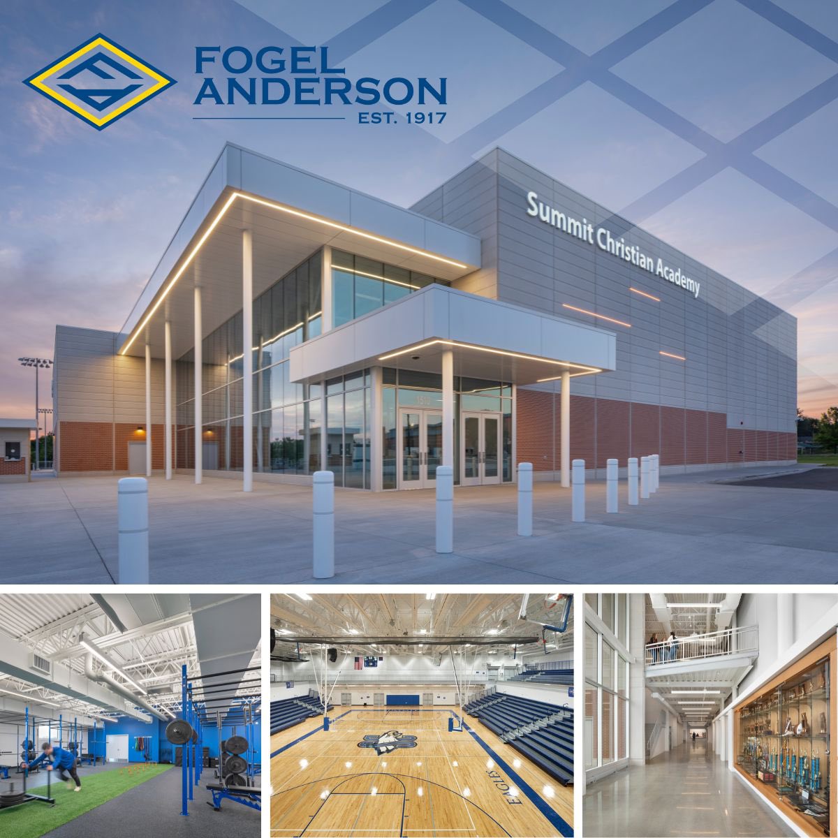 FogelAnderson's tweet photo. Back-to-School season has us reminiscing on past assignments...
 
like the Summit Christian Academy Fieldhouse, built along with HMN Architects. The facility is where the SCA Eagles play basketball and volleyball, and also houses locker-rooms, weightroom, &amp; alumni center. https://t.co/WkLVFvBT8Y
