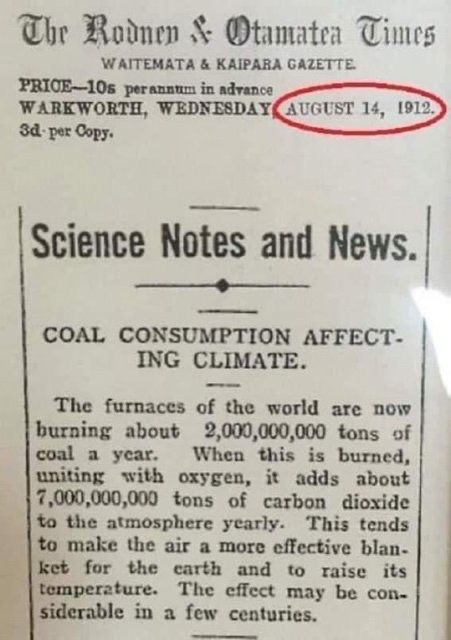 112 years ago today is how long they have known about Global Warming.