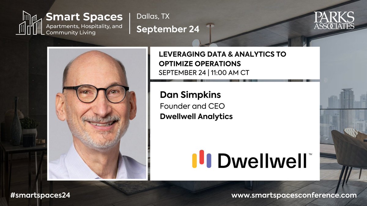 🎤 Dan Simpkins, Founder and CEO, Dwellwell Analytics is speaking during #SmartSpaces24 in Dallas!

Don’t miss out on 50% off in-person registration with code SMSP-50C here 👉 smartspacesconference.com

#IoT #PropTech #AI #Dallas
