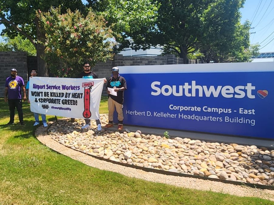 GoodAirports's tweet photo. Today, we delivered letters to the CEOs of @AmericanAir, @Delta, and @SouthwestAir asking: Will you work with all your airline service providers to ensure safe workplaces with easy access to water, cool breaks, and heat safety training? https://t.co/c5jc2WADeH