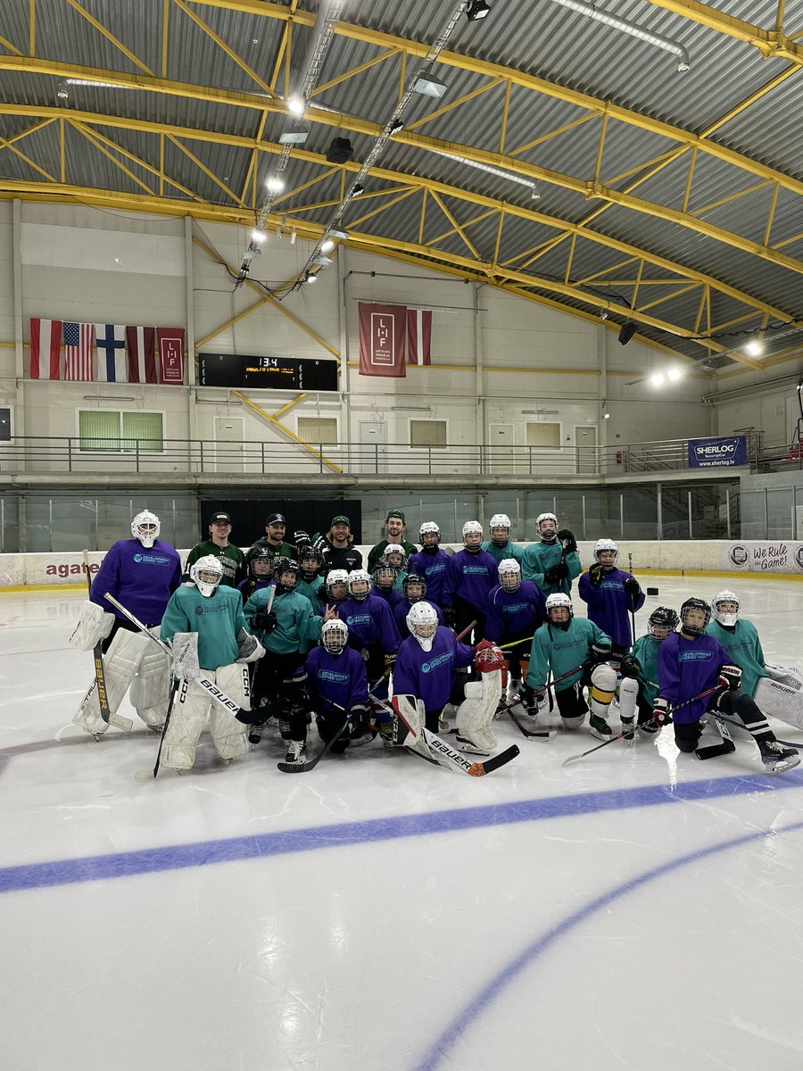 <a href="/NCAAIceHockey/">NCAA Ice Hockey</a> <a href="/NCAADIII/">NCAA Division III</a> Hockey working with the kids of Latvia! It's been great having <a href="/RITWHKY/">RIT Women's Hockey</a> coach Celeste Brown &amp; RIT-Latvian player Linda Rulle w/ us...in addition here they are joined be <a href="/CastletonMHky/">CU Spartans Men's Hockey</a> helping out the kids, during the College Hockey Invitational - Riga