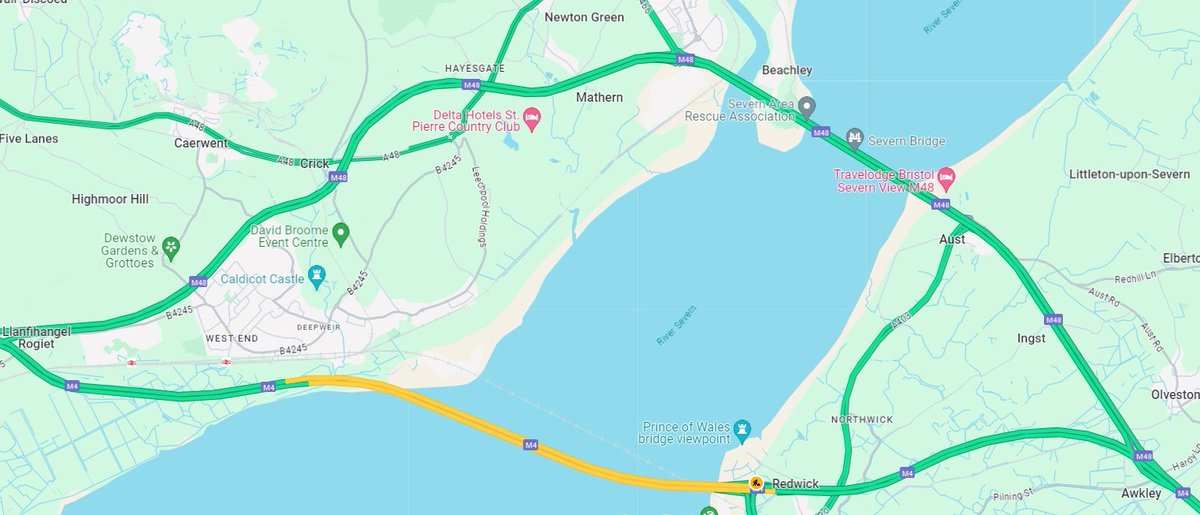 ⚠️Road closure

#M4 westbound Price of Wales Bridge

Due to emergency works the bridge will be closed at 00:00 until the early hours of the morning.

Please use the #M48 bridge as a diversion route.