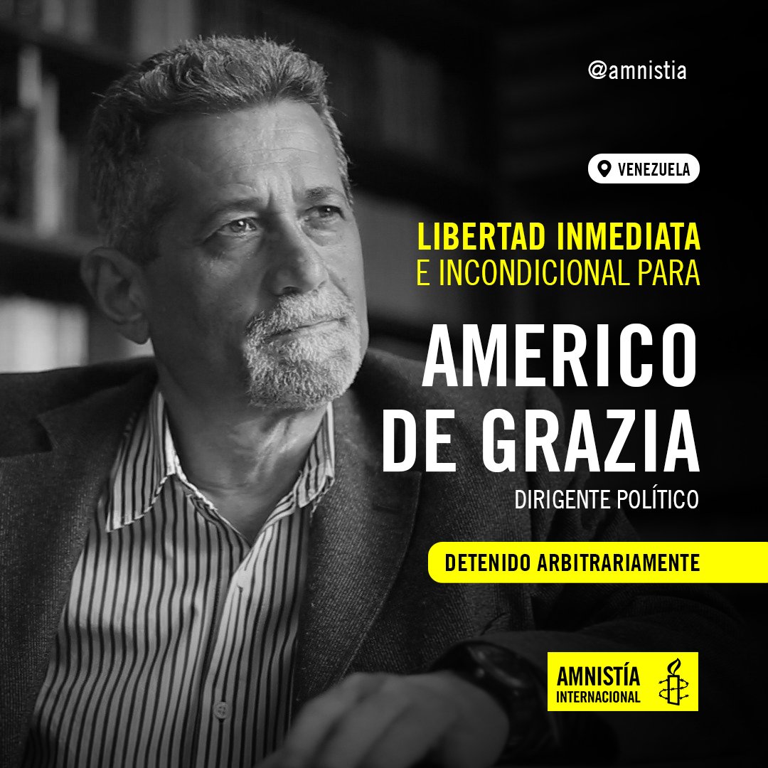 Libertad para Américo de Grazia, Fredy Superlano, William Dávila, Dignora Hernández, Henry Alvarez, Carlos Chancellor, Rocío San Miguel, Roland Carreño, María Oropeza, Rafael Sivira. LIBERTAD PARA TODOS LOS PRESOS POLÍTICOS