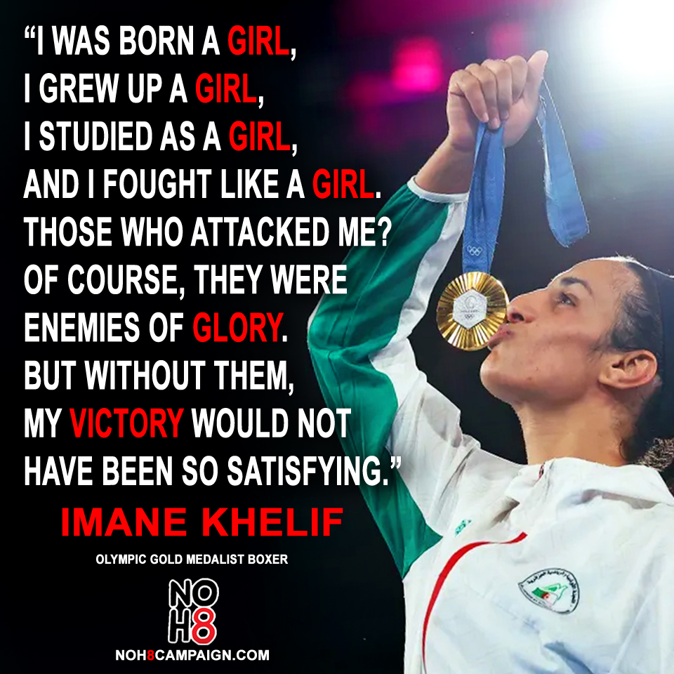Imane Khelif after winning gold at the 2024 Paris #Olympics 🥇 #NOH8