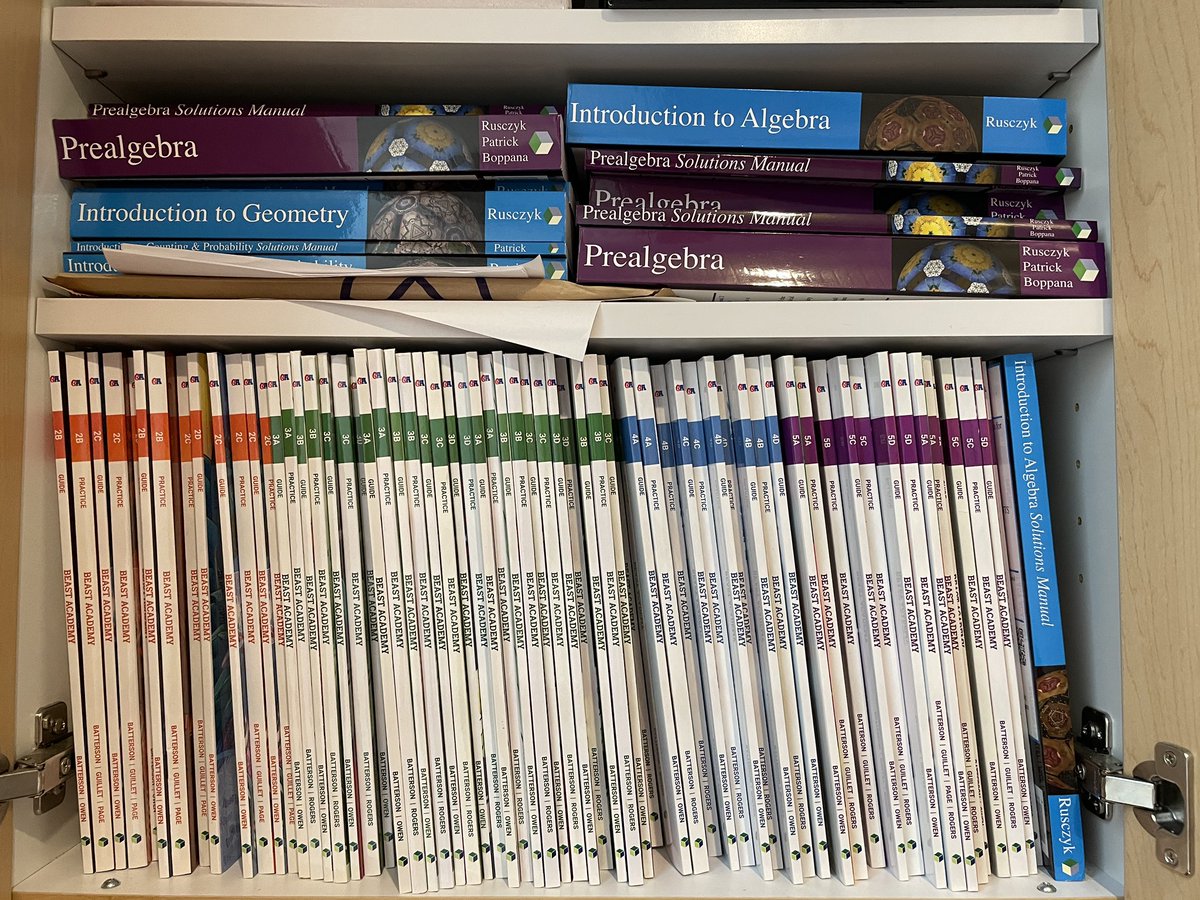 triangleMath's tweet image. Books and books and supplies and more all still arriving with much more to come - we’re excited that our new school year at trianglemathinstitute.com is starting in a bit over a week including a kickoff dinner party next Friday! #mtbos
