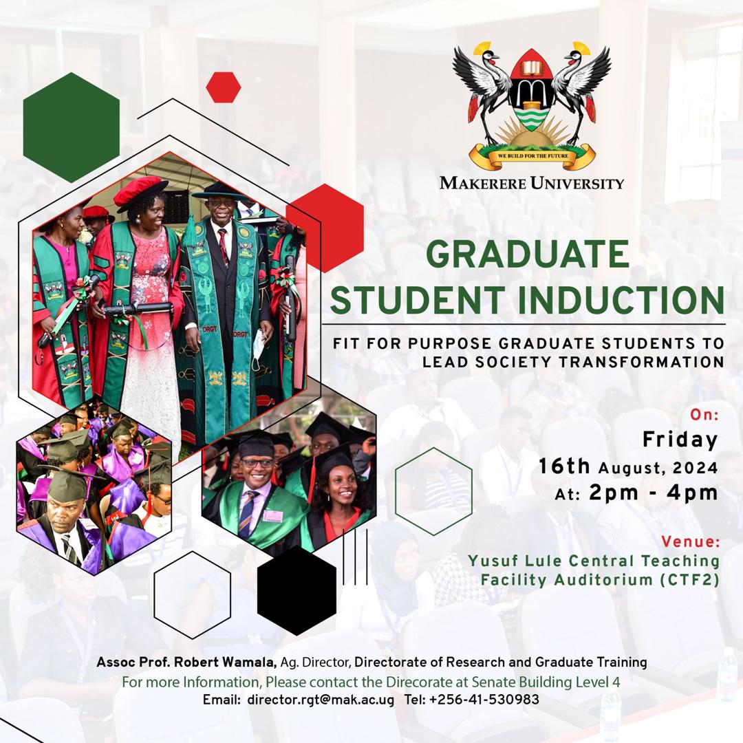 MUBSFGSR's tweet photo. This is a call to ALL 2024 newly Admitted Graduate students at MUBS... You're all REMINDED to attend this INDUCTION @Makerere starting at 2PM... @ProfMuhwezi @OfficialMubs @LauraOrobia @MUBSPRO https://t.co/937ZNFhU0G
