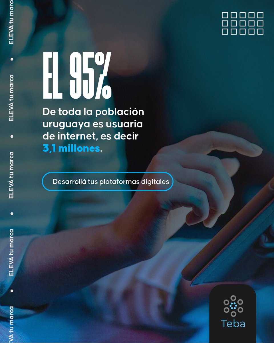 TebaMD's tweet photo. El 95% de toda la población uruguaya es usuaria de internet (3,1 millones).

¿Qué estas esperando para crecer? Desarrolla tus plataformas digitales.

TEBA Marketing Digital
CONECTAMOS CONFIANZA

📲 +598 96 559 132
info@tebamd.com
https://t.co/xRxYDFocCK https://t.co/1WsSfC3byi
