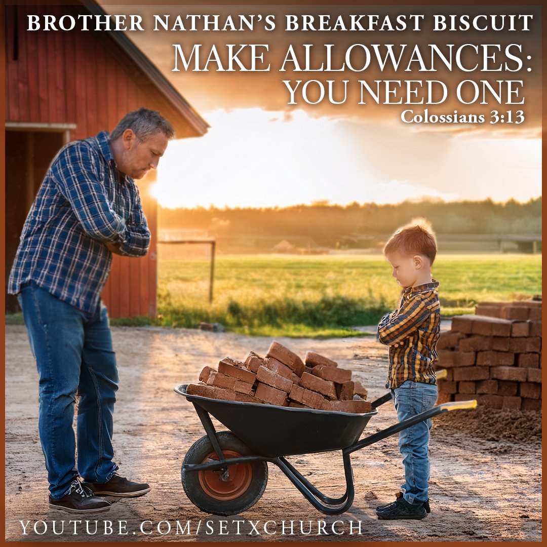 SETXChurch's tweet image. facebook.com/share/v/AW2f3j…
Did you catch the Breakfast Biscuit this morning from Brother Nathan? “MAKE ALLOWANCES: YOU NEED ONE Colossians 3:13”
Please check it out and “Pass the Biscuits!” #SETXChurch #dailybread #practicalhelp #Godsword