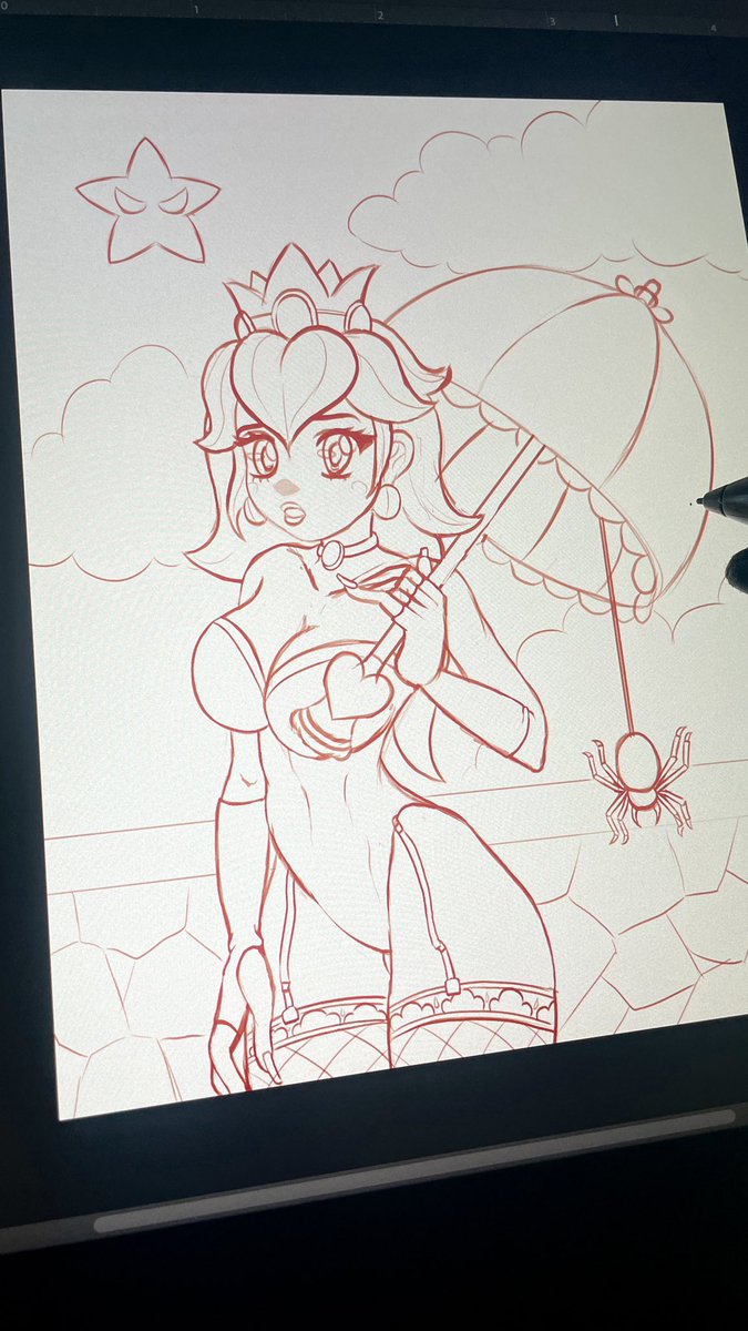 Goth gf princess peach work in progress 🖤🕷️