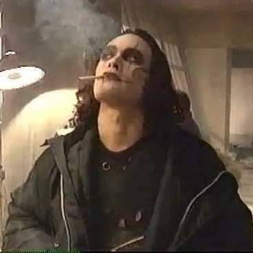 Brandon Lee on the set of The Crow