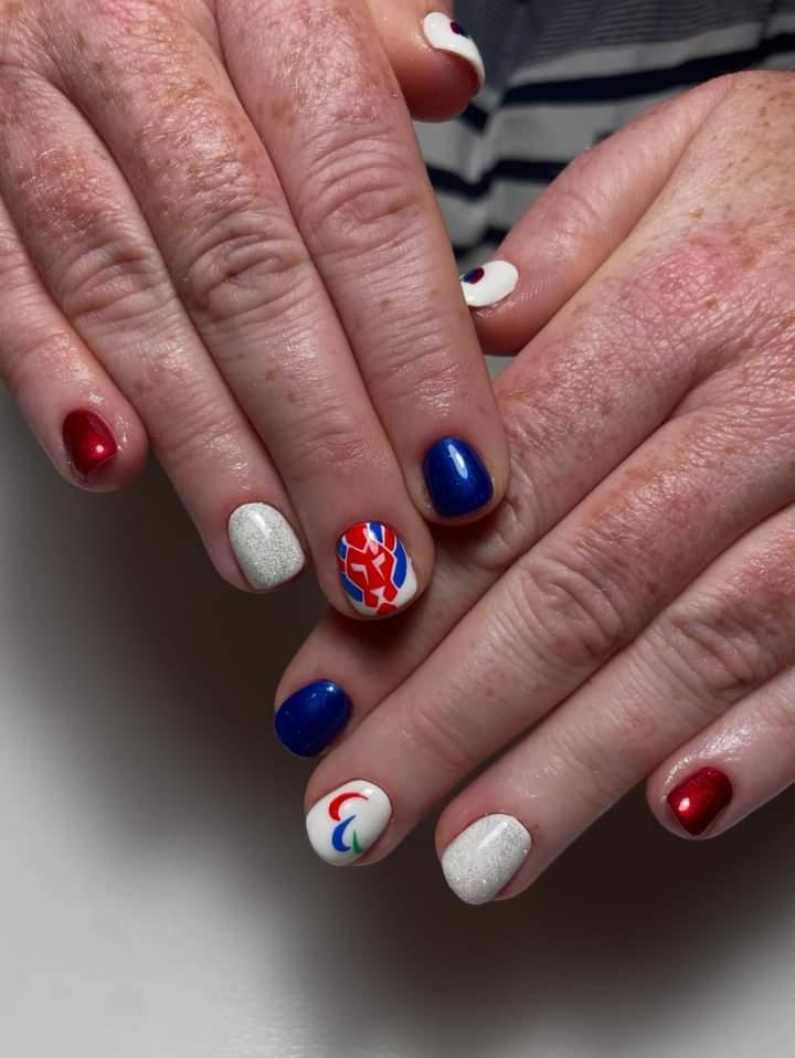 Tadders's tweet photo. Absolutely over the moon with my @ParalympicsGB inspired nails. OBSESSED. Bring on Paris 😍 #Paralympics #Paris2024 #ParalympicsGB #GreatestGamesOnEarth https://t.co/sQj6tKEviC