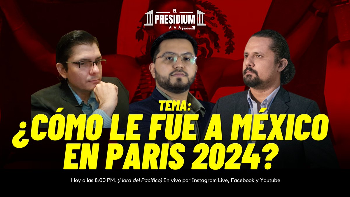 Politikmnte's tweet image. ¡Hola Ana Gabriela Guevara!

Hoy va a haber posible funa en #ElPresidium 🎙️de #Politikmnte 🔥vamos a platicar sobre la participación de México en #Paris2024, visto desde la óptica política por supuesto.

🎙️Nos acomparán los analistas @juanordorica y @ecorralesmx, host @maxperal