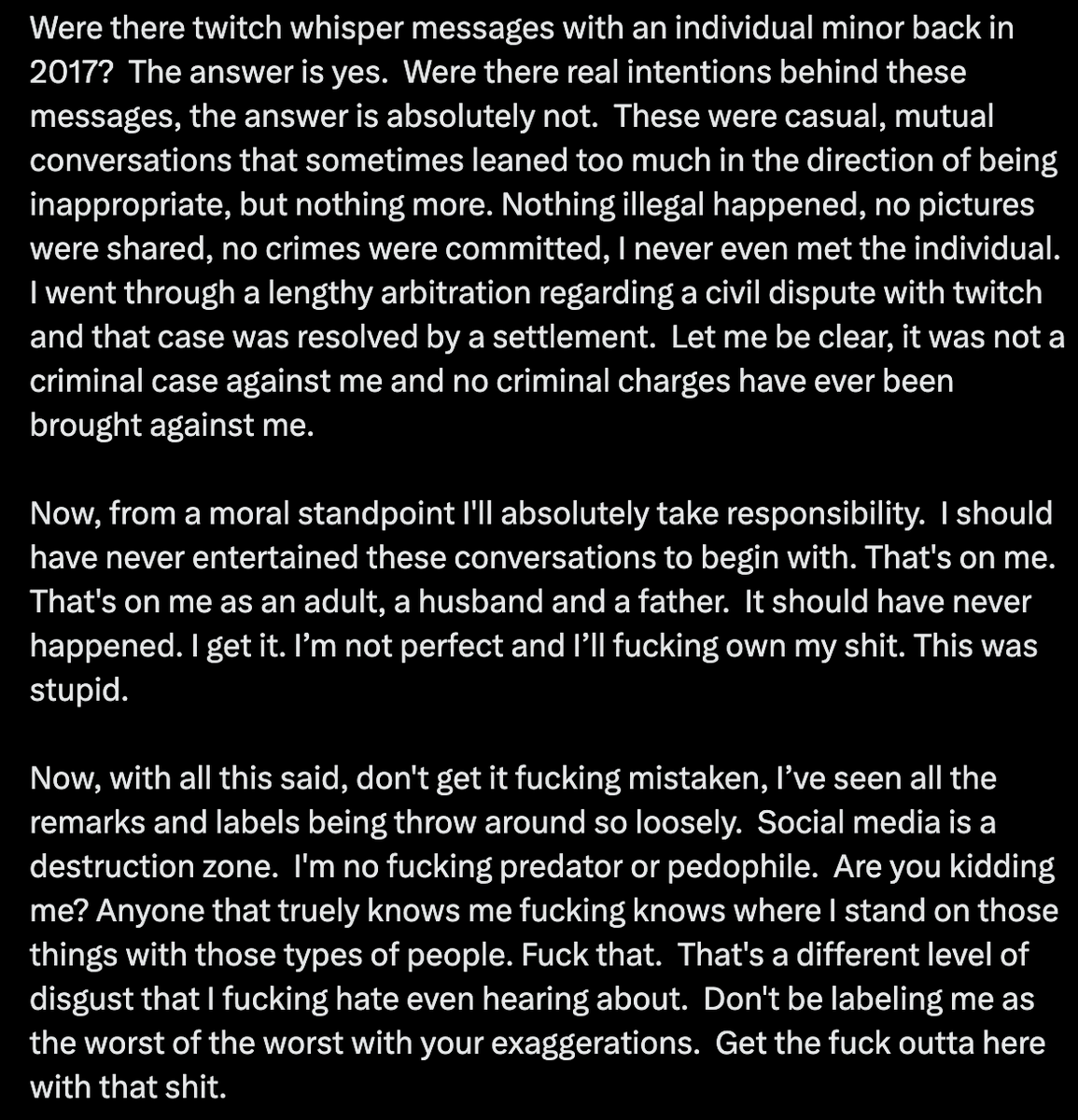 realBasedSchizo's tweet image. Lmao Dr. Disrespect deleted his post where he admits to having inappropriate talks with a minor. 
@DrDisrespect

#DrDisRespect #PDFfile #NeverForget