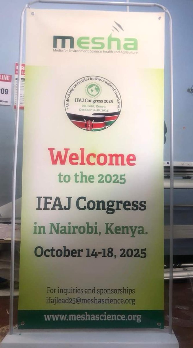 MeshaScience's tweet photo. It's official! 

IFAJ Conference is coming to Nairobi- hosted by @MeshaScience! 

Date: 14-18 October, 2025. 
#IFAJ2025 #IFAJ https://t.co/DDXx5QSKCg