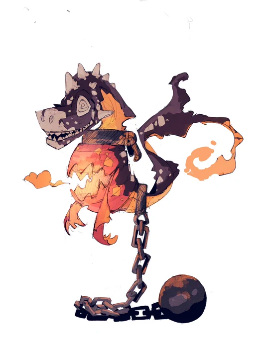 「 提灯龍 / lantern dragon 」 龍の死骸に提灯が取り憑いたもの。 燃えるものならなんでも食べる。