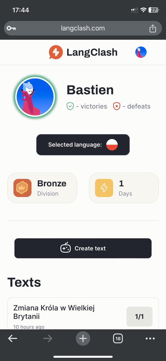 News w/ Bastien ๐ซ๐ท (@frencheasynews) on Twitter photo Hey #langtwt, I recently discovered the LangClash app created by Marcos from <a href="/LangClashApp/">Marcos from LangClash</a> ,and it's fantastic. If you enjoy learning a language through reading, I highly recommend giving it a try. ๐ Hey #langtwt, I recently discovered the LangClash app created by Marcos from <a href="/LangClashApp/">Marcos from LangClash</a> ,and it's fantastic. If you enjoy learning a language through reading, I highly recommend giving it a try. ๐