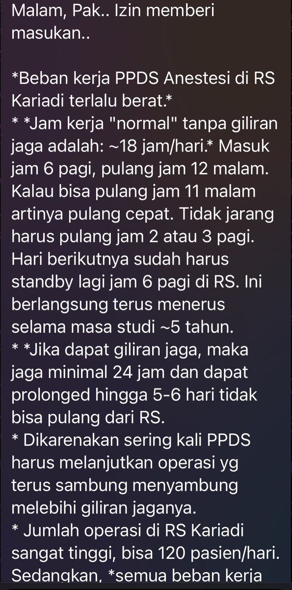 bambangsuling11's tweet photo. Ada rekan kita yang juga sedang ambil PPDS Anestesi Undip berani speak up di DM.
Begini yang harus mereka jalani setiap hari. https://t.co/16XYdSeWTM