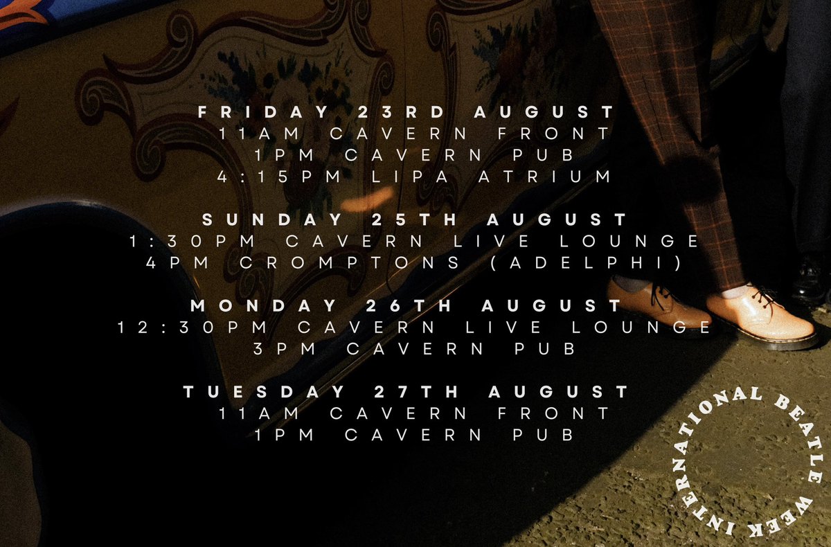 meanddeboe's tweet photo. Climb in the back with your head in clouds &amp; you're gone! We feature on this yr’s International Beatle Week lineup! 

Catch Savoy Truffle playing sets through IBW in &amp; around the city, inc @cavernliverpool @LIPALiverpool Atrium. 

See you there, all you cave-dwellers! https://t.co/UsChRrL56q