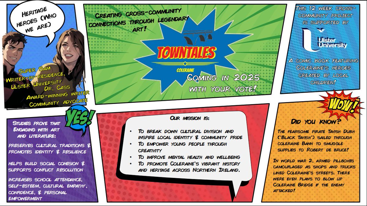 pootsidoodle's tweet photo. This Saturday, the Coleraine community can vote for the Rainey Day Fund
I'm working on TownTales Coleraine, a project to instil cross-community pride, unity, and creative empowerment for students via comics! 
Please come and vote
#Coleraine
#Causeway
#housingforall https://t.co/B2ZwJBedlP
