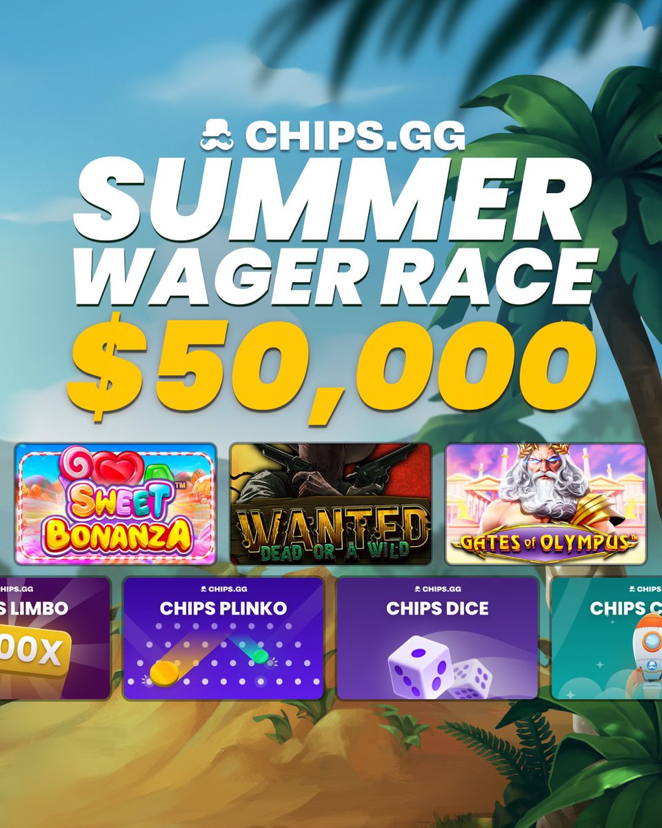 chipsgg's tweet photo. 🏖️ ChipsGG $50,000 Summer Wager Race 🌴 

17 Days Left to climb the leaderboard 🏆

Mr. Chips is giving a lucky user in the comments 100 Free Spins! RT / Leave your ChipsGG Usernames below 👇 https://t.co/H2GE6zQDI8