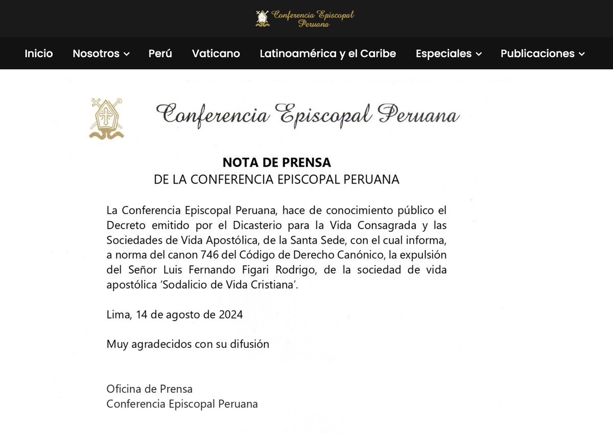 larryportera's tweet photo. OJO. PARE. Sodalicio
53 años después de fundación del Sodalicio...24 años después de denuncias de José E. Escardó @JEESxorcismo 9 años después de "Mitad monjes, mitad soldados" que publicamos junto a @chapatucombi , el Vaticano expulsa a su fundador Luis Fernando Figari