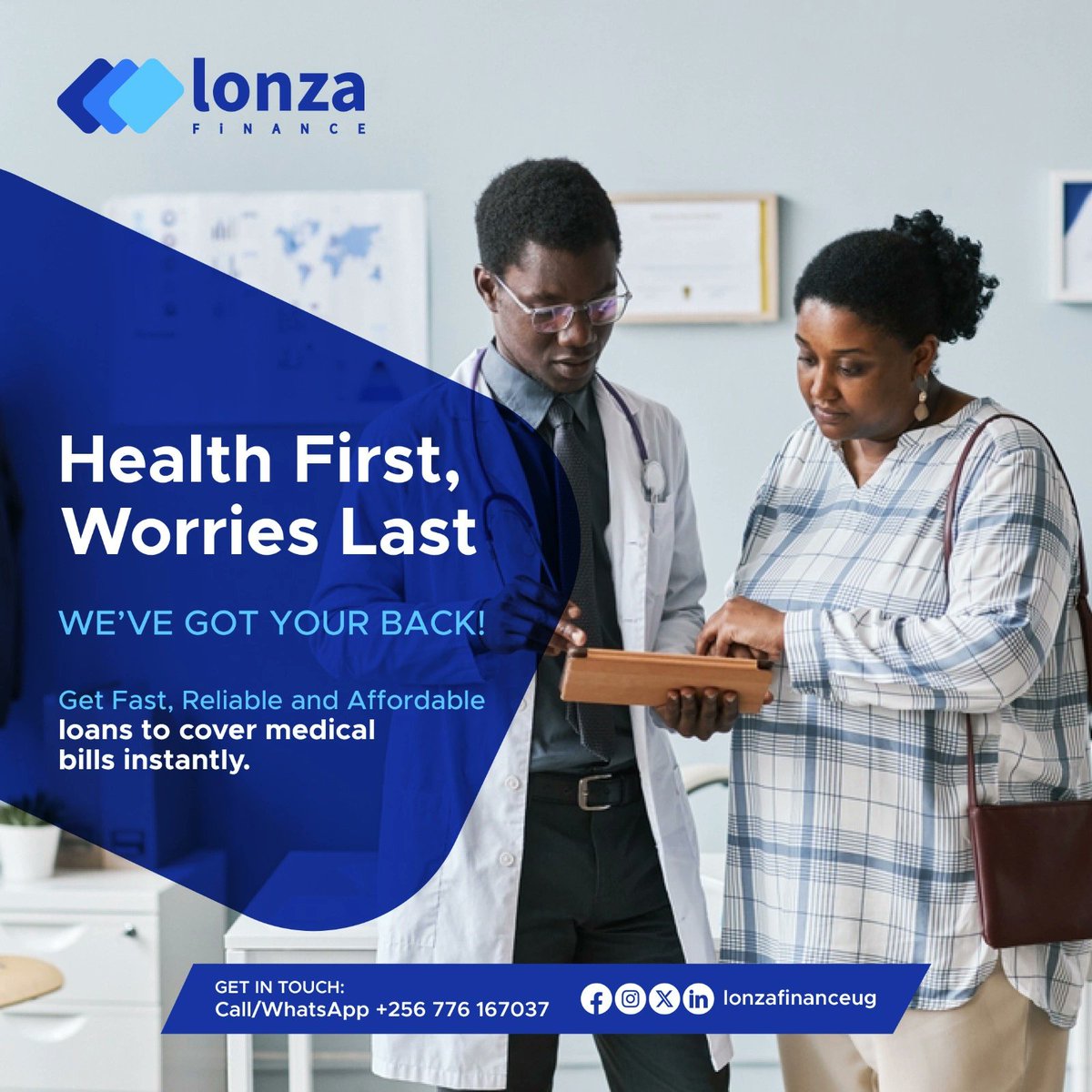 lonzafinance's tweet photo. Relief from Medical Bills is just a Loan away! Trust LONZA FiNANCE for Fast Loans for urgent care.

Call or WhatsApp +256 776167031 to Apply for a loan today.

#lonzafinance #loans #finances https://t.co/Ydogk1JazF