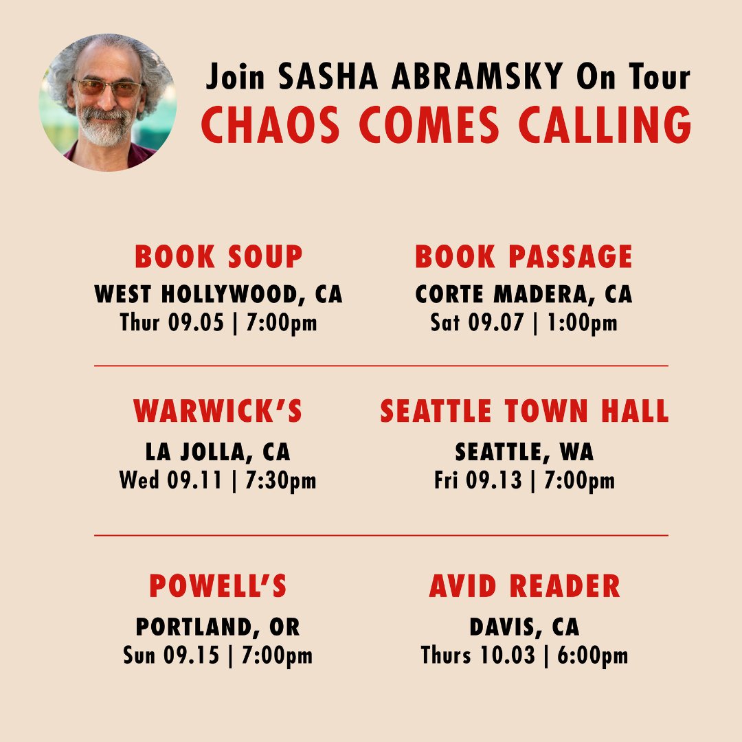 BoldTypeBooks's tweet photo. TOUR ALERT for Sasha Abramsky for CHAOS COMES CALLING!

CHAOS COMES CALLING is a harrowing tale of how polarization threatened to break apart two American communities and how one found a way back while the other splintered. 

Learn more about the book: https://t.co/ndsK7uw1Ik https://t.co/0Q9jZ80XcH