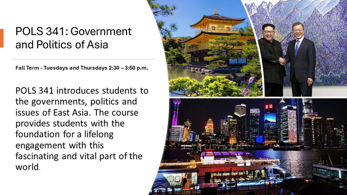 REGISTER NOW! Fall 2024

POLS 341: Government and Politics of Asia