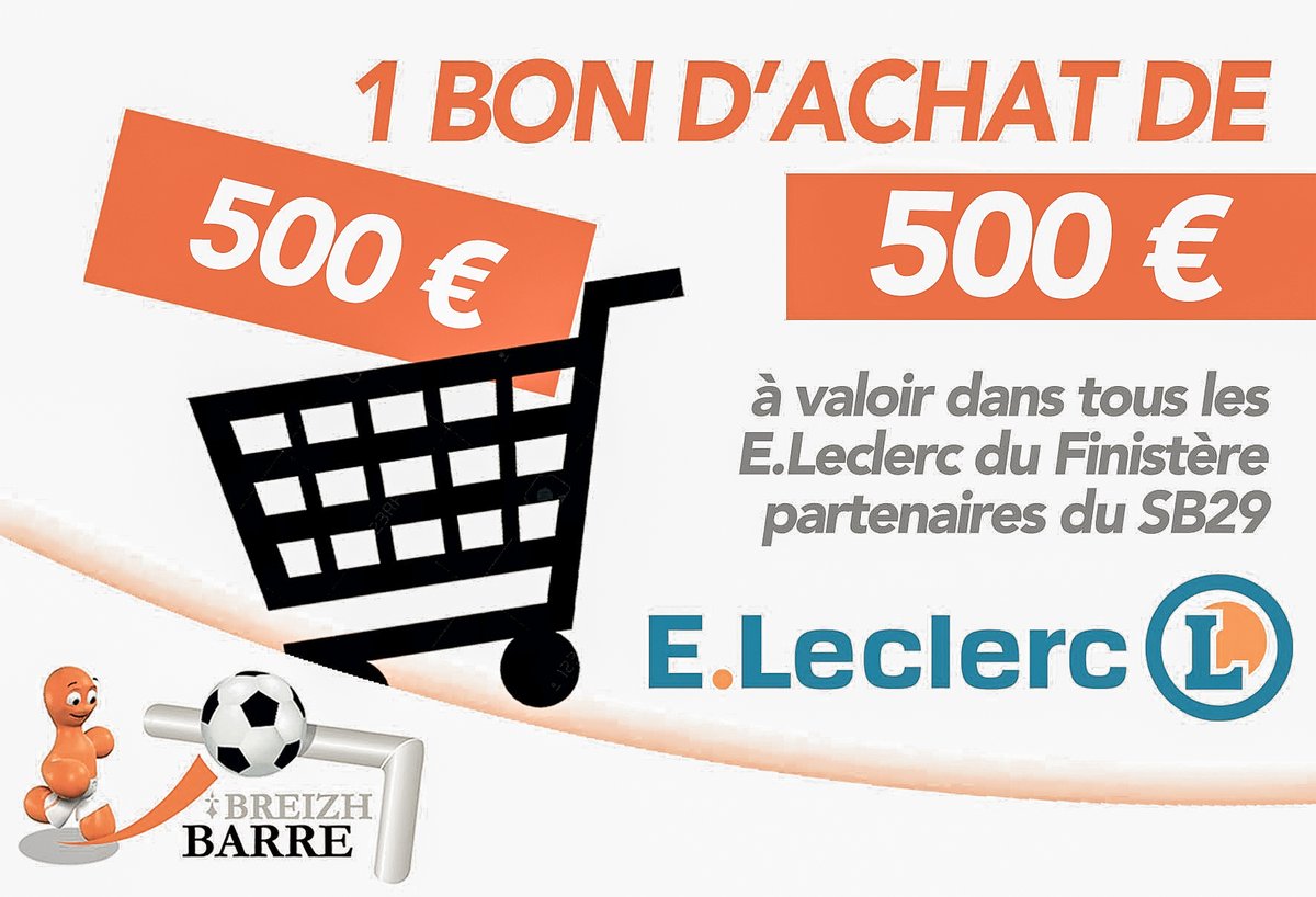 Stade Brestois 29 (@sb29) on Twitter photo 𝗟𝗮 𝗕𝗿𝗲𝗶𝘇𝗵 𝗕𝗮𝗿𝗿𝗲 - <a href="/StartPeopleFRA/">Start People France</a> 𝗲𝘀𝘁 𝗱𝗲 𝗿𝗲𝘁𝗼𝘂𝗿 ! 🤞
Inscrivez-vous dès maintenant pour participer à la mi-temps du match Brest - Marseille et tentez de remporter un bon d'achat d'une valeur de 500€ dans les magasins Leclerc.
Bonne chance à tous ! 🍀 𝗟𝗮 𝗕𝗿𝗲𝗶𝘇𝗵 𝗕𝗮𝗿𝗿𝗲 - <a href="/StartPeopleFRA/">Start People France</a> 𝗲𝘀𝘁 𝗱𝗲 𝗿𝗲𝘁𝗼𝘂𝗿 ! 🤞
Inscrivez-vous dès maintenant pour participer à la mi-temps du match Brest - Marseille et tentez de remporter un bon d'achat d'une valeur de 500€ dans les magasins Leclerc.
Bonne chance à tous ! 🍀