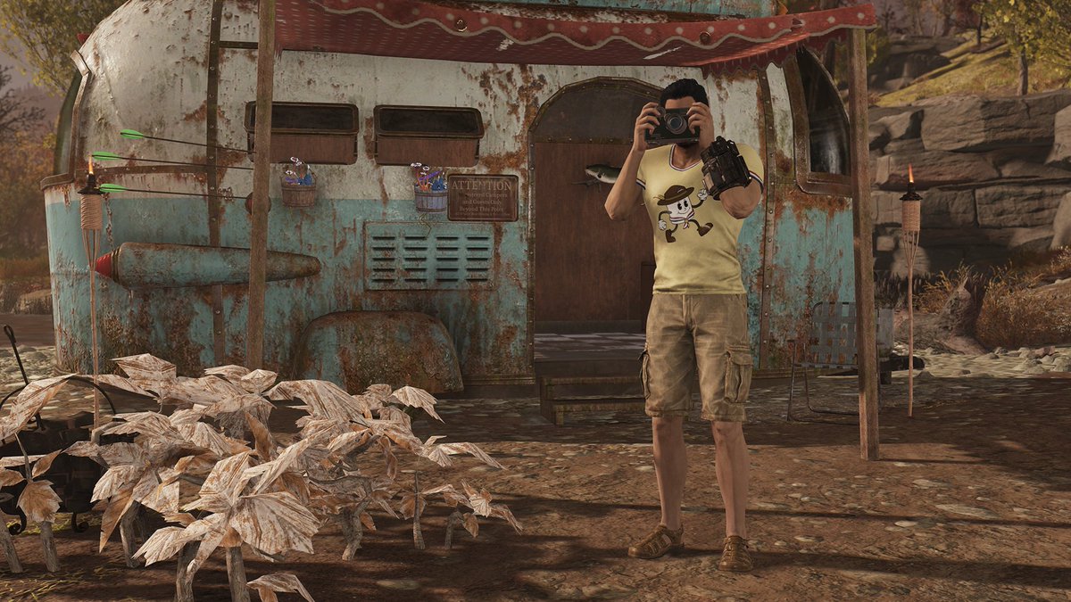 Week 2 is under way! Claim the Marshal Mallow T-Shirt and Shorts outfit and equip it while completing challenges for toasty rewards! #Fallout76