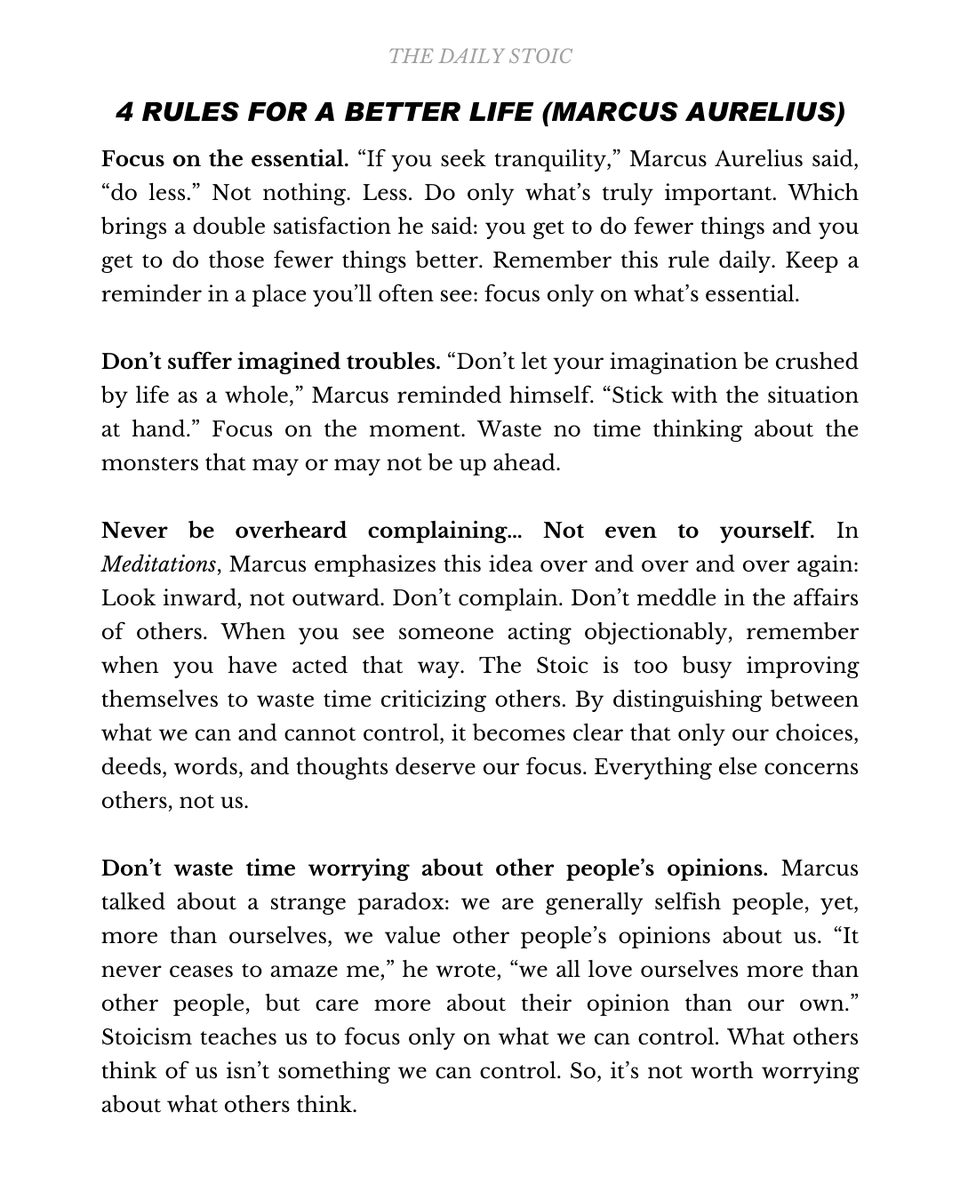 Marcus Aurelius' rules for a better life.