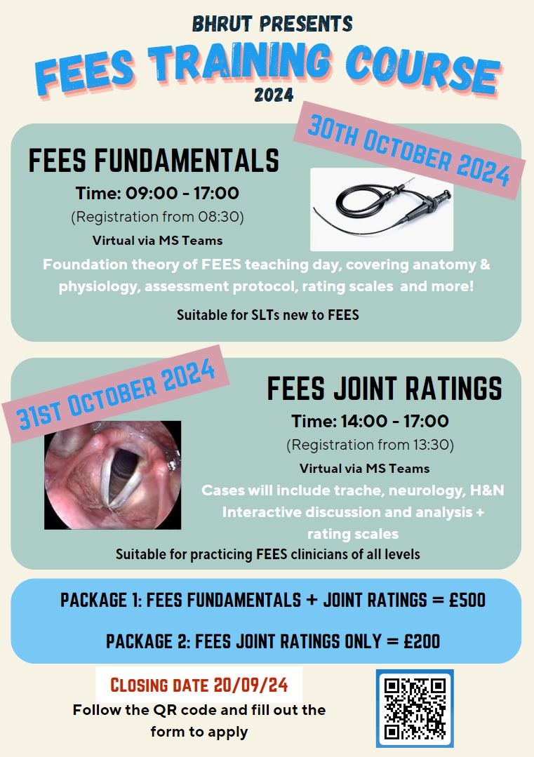 BHRUT_SLT (@bhrut_slt) on Twitter photo So excited to announce the expansion of our instrumental Ax courses! π Drum roll pleaseβ¦ π₯
π₯ FEES Fundamentals π₯
π€ +/- FEES Joint Ratings π€
Day 1: A foundational intro to FEES theory, Ax, analysis & evaluation
Day 2: Joint ratings - Trache/ITU, Neuro, H&N
1/2 <a href="/RCSLT/">RCSLT π</a> So excited to announce the expansion of our instrumental Ax courses! π Drum roll pleaseβ¦ π₯
π₯ FEES Fundamentals π₯
π€ +/- FEES Joint Ratings π€
Day 1: A foundational intro to FEES theory, Ax, analysis & evaluation
Day 2: Joint ratings - Trache/ITU, Neuro, H&N
1/2 <a href="/RCSLT/">RCSLT π</a>