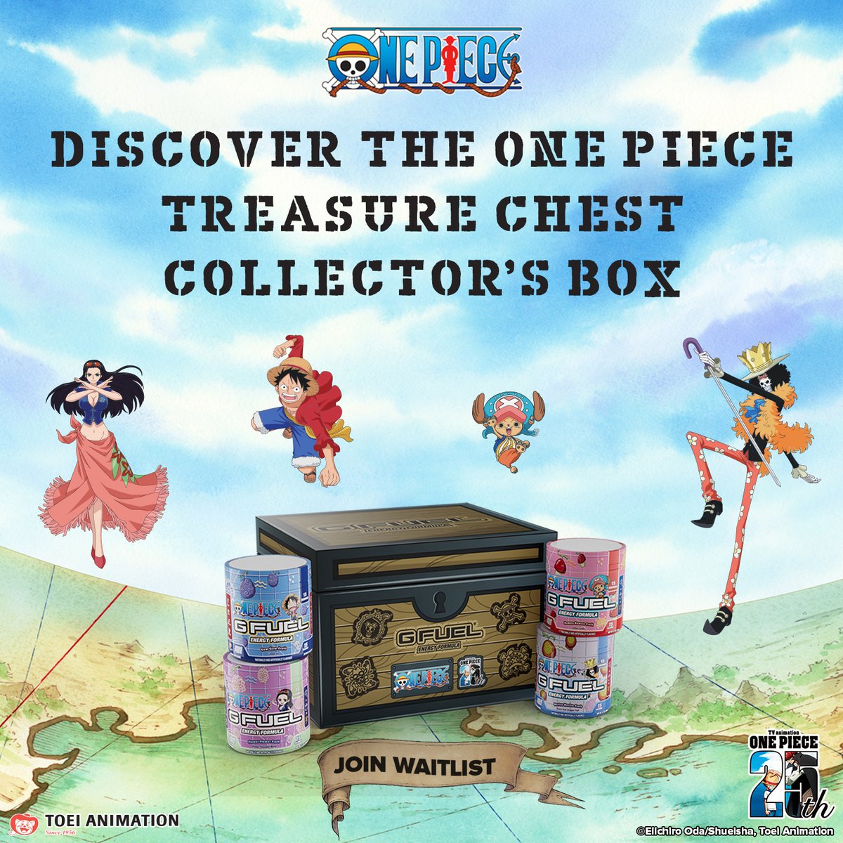 GFuelEnergy's tweet image. ☠️ 𝗖𝗢𝗠𝗜𝗡𝗚 𝗦𝗢𝗢𝗡: Step into the world of #OnePiece and get ready to set sail with the STRAW HAT CREW - #GFUEL style!

💙 𝗥𝗧 + 𝗙𝗢𝗟𝗟𝗢𝗪 to win a Collector's Box! 2 Winners picked on launch day!

📮 𝗝𝗢𝗜𝗡 𝗪𝗔𝗜𝗧𝗟𝗜𝗦𝗧: GFUEL.com/products/one-p…