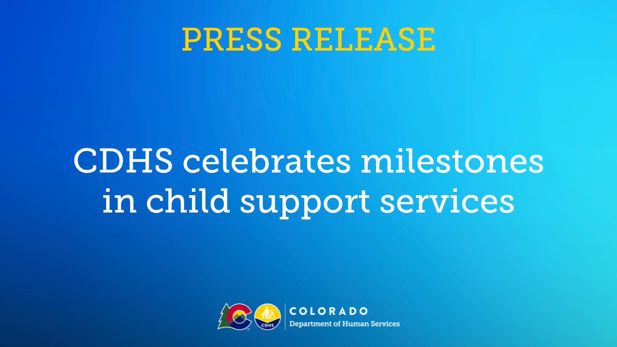 The Colorado Department of Human Services (CDHS) is spotlighting milestones in child support services this August in honor of Child Support Awareness Month.

Read the full press release here: bit.ly/3X6m7HR