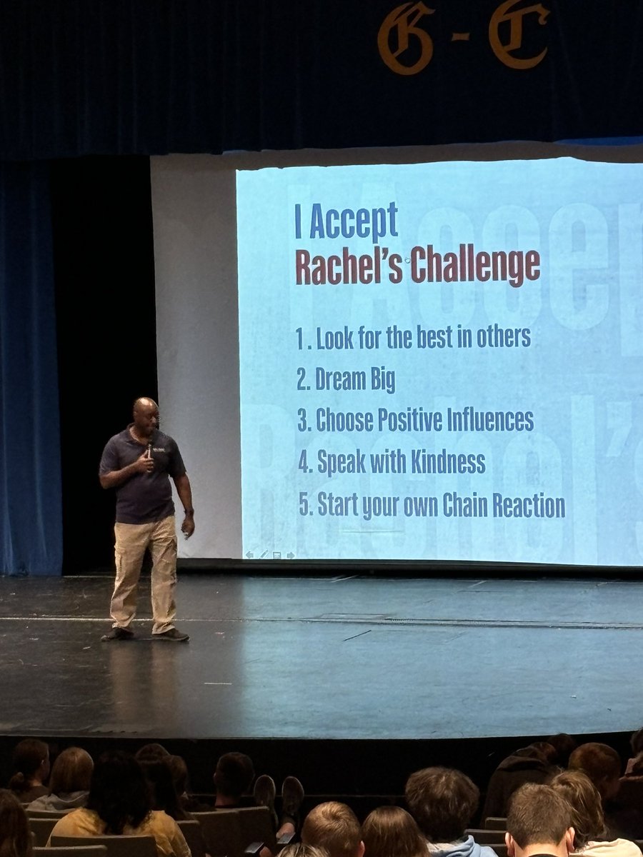 Today is a memorable day at G-CHS. Really proud of our students and their reception of the Rachel’s Challenge program today. #rachelschallenge #chainreaction