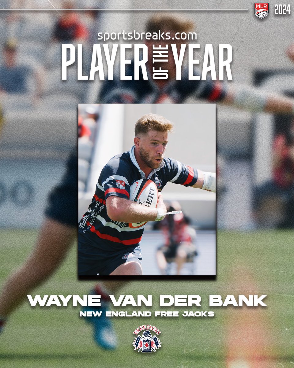 Major League Rugby (@usmlr) on Twitter photo The 2024 <a href="/sportsbreakscom/">๐๏ธโ๏ธ๐๏ธ</a> Player of the Year: Wayne Van Der Bank ๐
Outstanding individual performances highlighted Van Der Bankโs third and best season with the <a href="/NEFreeJacks/">New England Free Jacks</a>.
Read the feature: bit.ly/MLR-POTY24
๐๏ธ <a href="/joeharvey34/">Joe Harvey</a> | #MLR2024 The 2024 <a href="/sportsbreakscom/">๐๏ธโ๏ธ๐๏ธ</a> Player of the Year: Wayne Van Der Bank ๐
Outstanding individual performances highlighted Van Der Bankโs third and best season with the <a href="/NEFreeJacks/">New England Free Jacks</a>.
Read the feature: bit.ly/MLR-POTY24
๐๏ธ <a href="/joeharvey34/">Joe Harvey</a> | #MLR2024