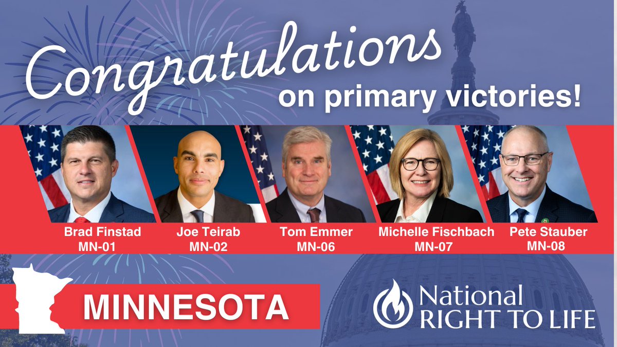 nrlc's tweet photo. Congrats to the victorious National Right to Life-endorsed candidates in yesterday's Minnesota Congressional Primary! #prolife #MNPrimary https://t.co/uyxmpSvuVn