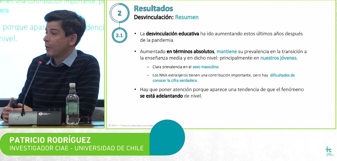 Patricio Rodríguez, investigador #CIAE, participó hoy en el seminario "Sillas Vacías" de <a href="/Hdecristo/">Hogar de Cristo 🇨🇱</a> . Revive aquí su presentación sobre desvinculación y reingreso escolar👇
youtube.com/watch?v=Zju4vx…