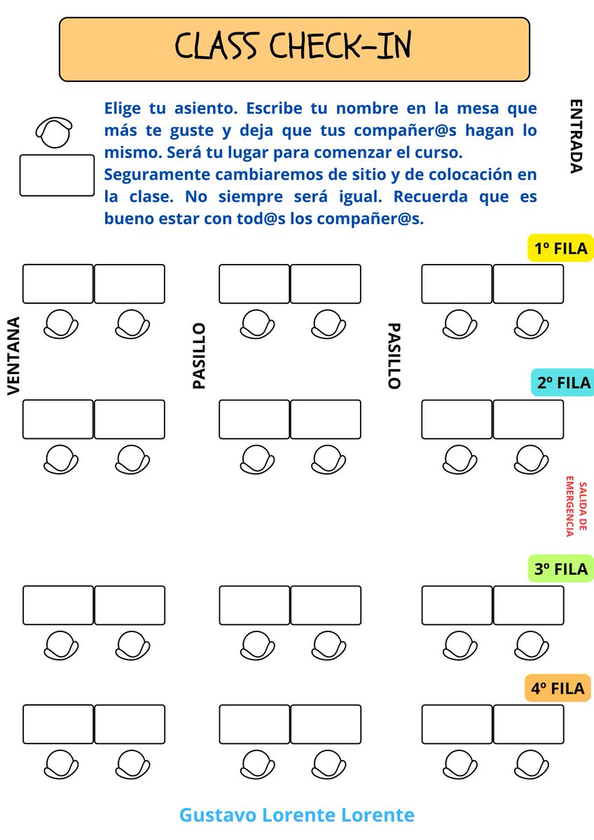 gustavolorente1's tweet photo. "Class check-in" Llegará y habrá que decidir. No siempre al azar. Basándome en https://t.co/rXaD1QSQLu de @VictorArufe .  Hagamos participe al alumnado y que decidan , 👁️el/la profe atent@ a las agrupaciones repetidas y aisladas plantilla canva editable ▶️https://t.co/0WKIoeBYbC https://t.co/sAXYQVZp9q