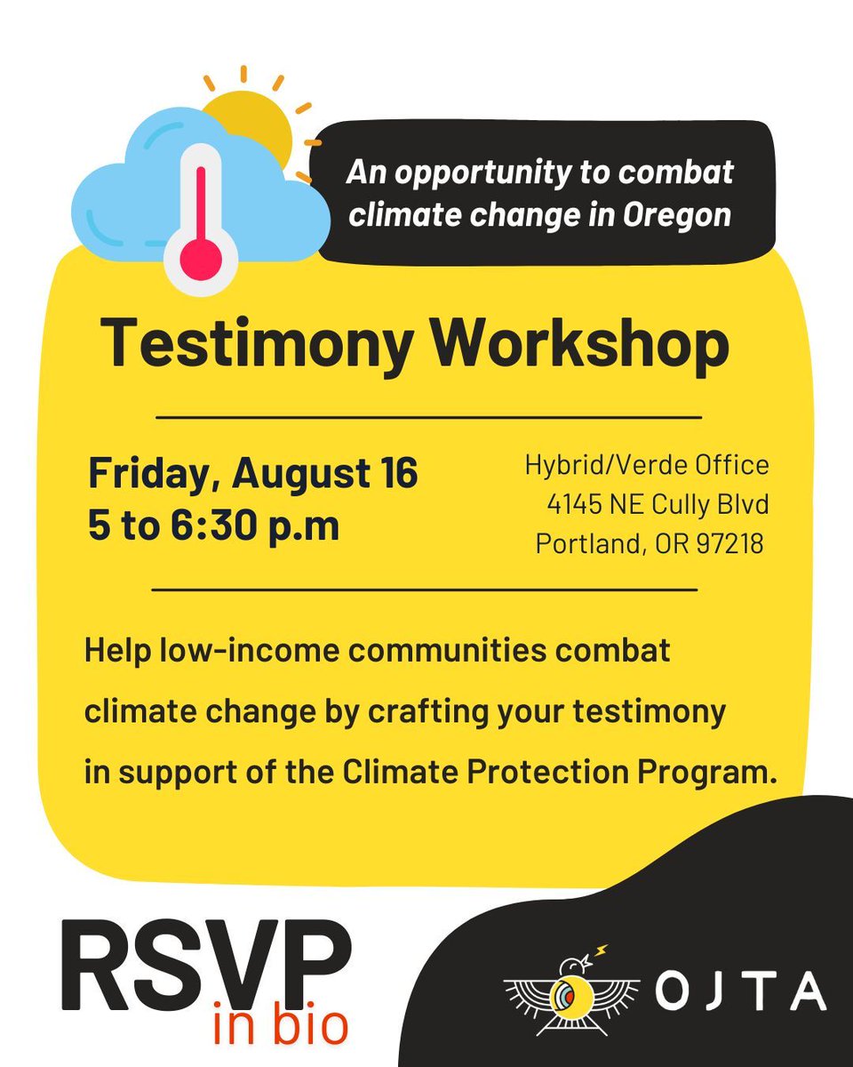 Use your voice to speak out about climate change &amp; get support crafting your testimony in support of the Climate Protection Program! On August 16, we'll be available to answer questions, brainstorm testimony, and edit your work. Register here: buff.ly/3YEiZFm