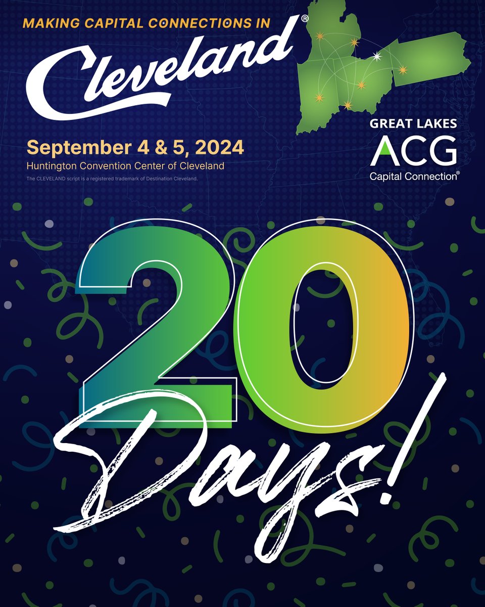 ACG_GLCC's tweet photo. 🎉 Only 20 days left until GLCC 2024! 🎉 Get ready for two days of networking, insights, and deal-making with over 1,000 M&amp;A pros. Don’t miss out—register today!

👉 https://t.co/oy6T25yEgI  

#GLCC2024 #ACG #M&amp;A #CorporateGrowth #Countdown https://t.co/nQCmmNyIaf