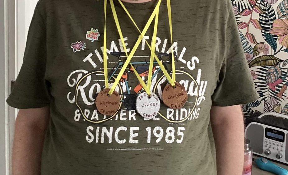 SallyNFFC's tweet photo. @AutismEastMids What a great day, loving the medals you made ❤️❤️ https://t.co/cGIepvogXy