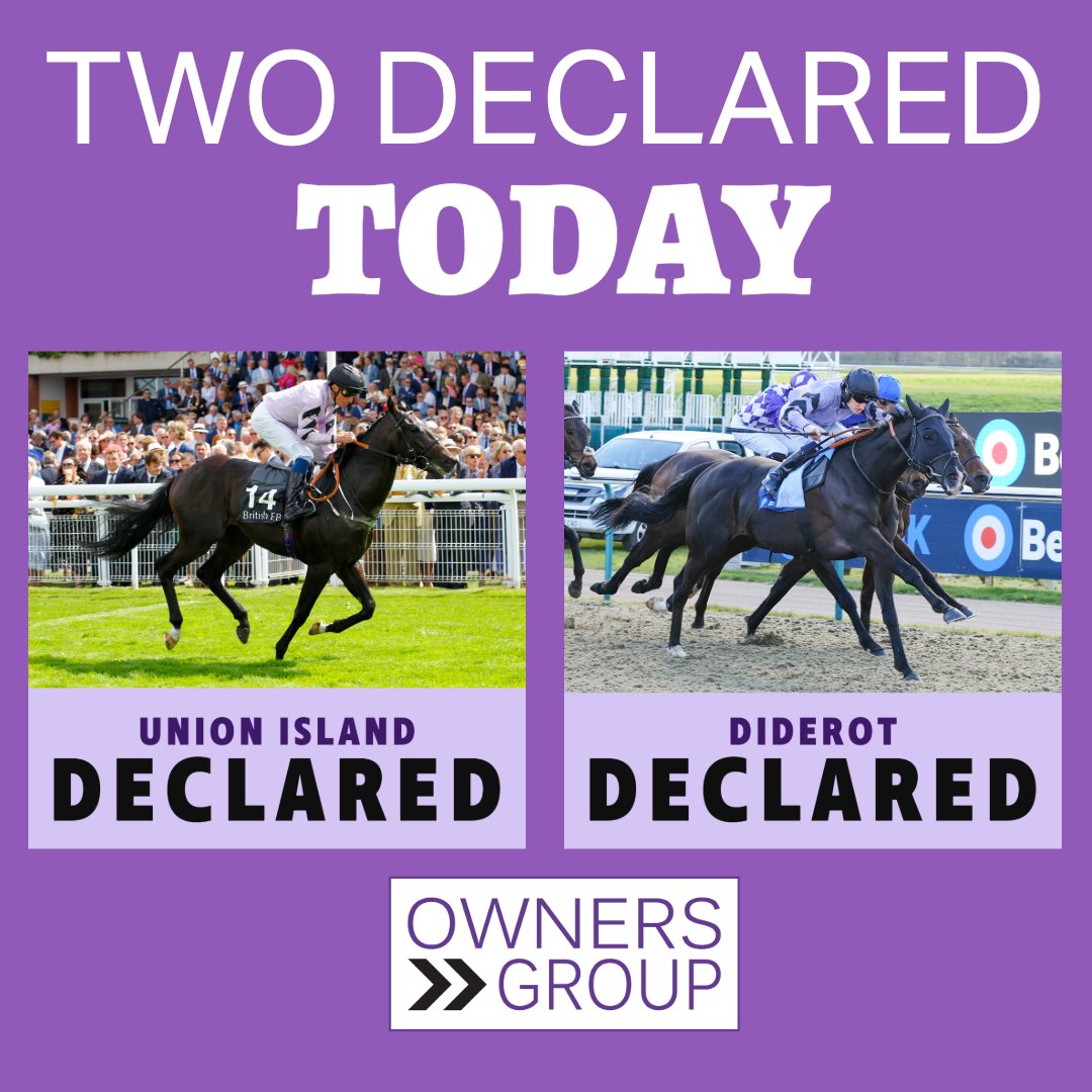 ownersgroupuk's tweet image. 🐴DIDEROT to run in the 18.30 at Windsor with Kevin Stott in the saddle. Best of luck to them and trainer James Ferguson.

🐴UNION ISLAND is declared in the 18.40 at Chelmsford with jockey Joe Fanning. Good luck to them and trainer Charlie Johnston.
