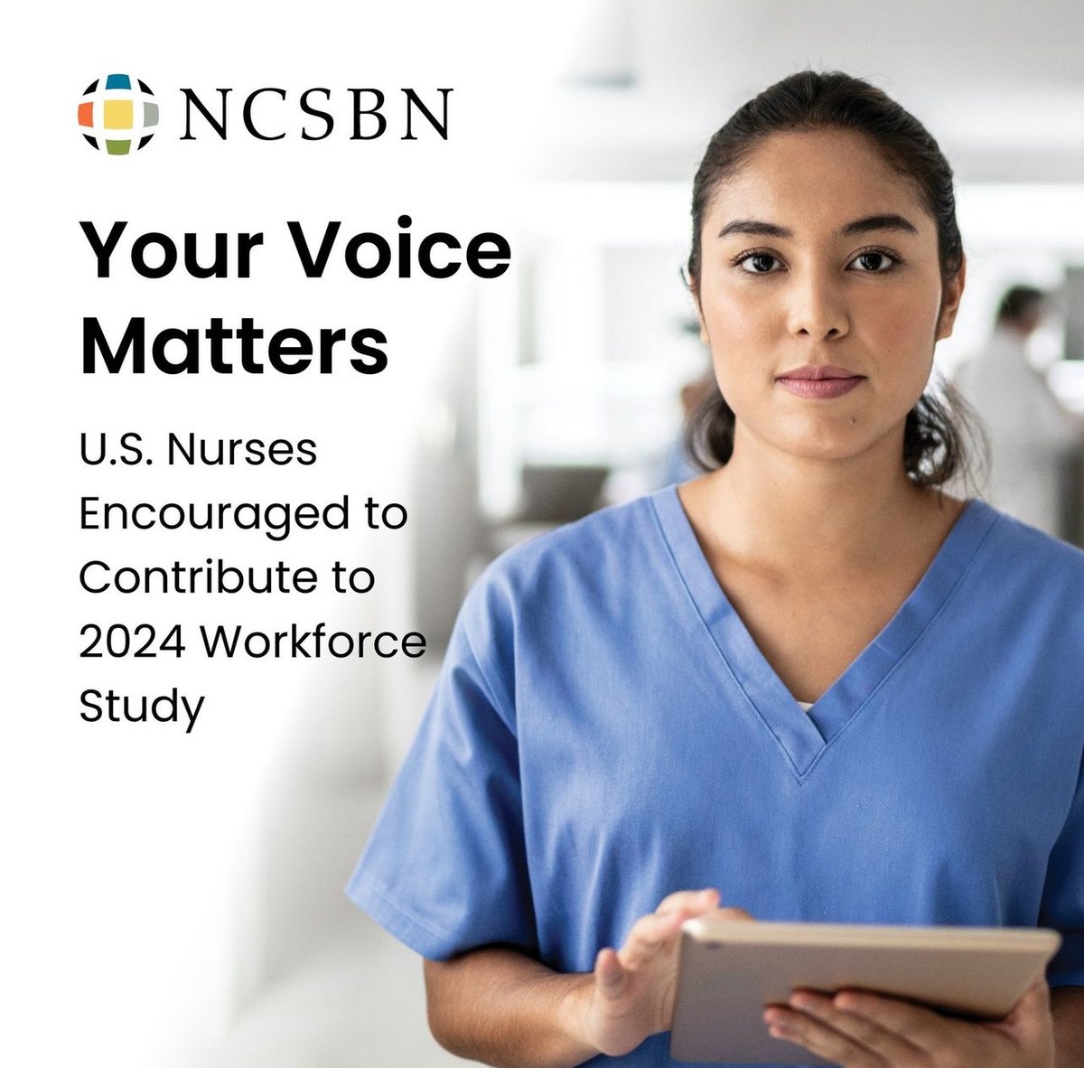 The <a href="/NCSBN/">NCSBN</a> 2024 National Nursing Workforce Survey is underway! Your input will generate information critical to workforce planning and ensure a safe and effective health care system. Learn more: ncsbn.org/workforce