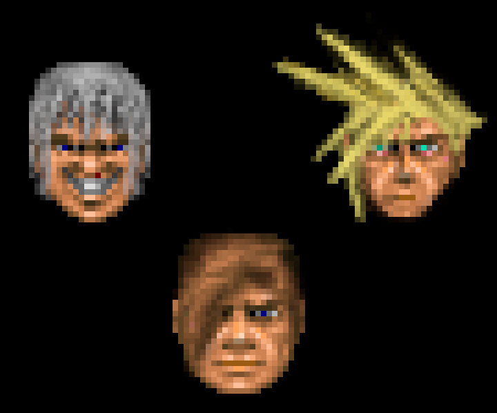 Dante, Cloud and Leon S. Kennedy doom sprites