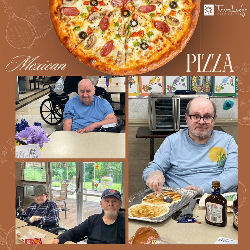 TowerLodgeCare's tweet image. Nighttime activity at Baking Club - Mexican pizza edition! 🍕 Residents loved every bite. Delicious fun all around! 🌙👵👴 

#BakingClub #MexicanPizza #NighttimeFun #DeliciousMoments #ResidentLife #SeniorLiving