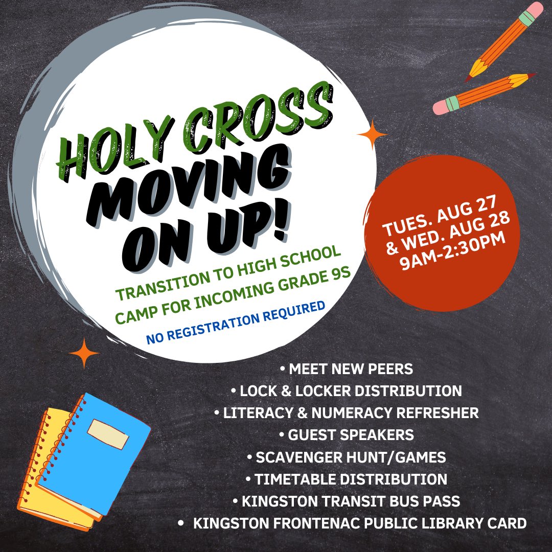 Gr 9s! SAVE THE DATE for our “Moving on Up” program. We can’t wait to welcome you into our HC family 💚🤍 *Please note: students must provide their own transportation &amp; a lunch - the caf will not be open. See you soon, Class of 2028! <a href="/alcdsb/">ALCDSB</a>