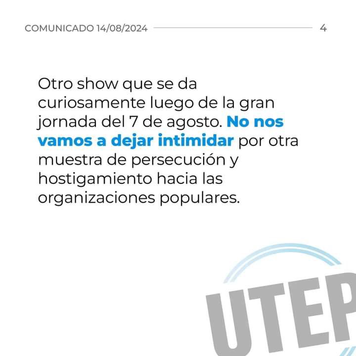 Denunciamos el insólito allanamiento en la sede central de la UTEP que se está produciendo hoy en Constitución.

<a href="/UTEPoficial/">UTEP</a>